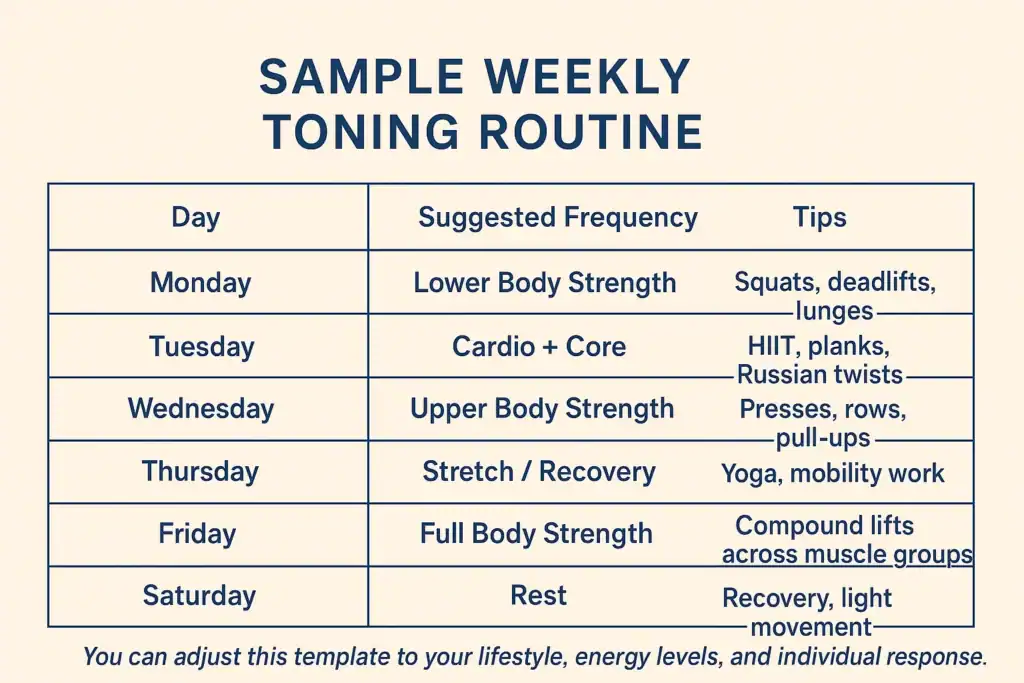 Achieving the Perfect Tone: How Often Should You Exercise for Results? 4 Weekly exercise Wilmslow plan graphic