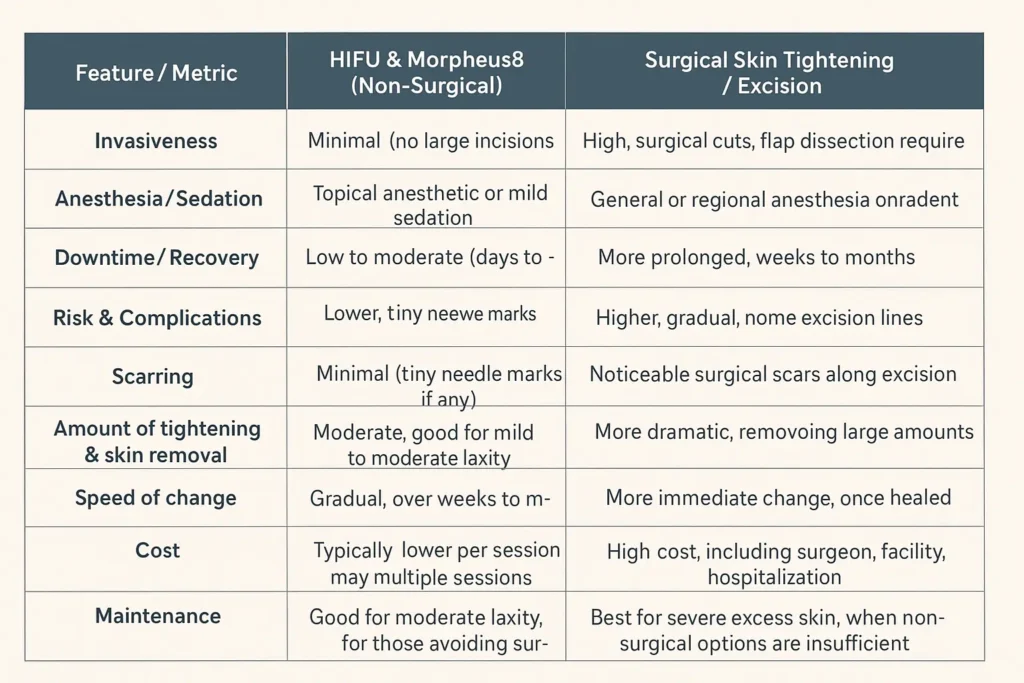 The Science of Skin Tightening 2 Table of skin tightening Wilmslow benefits compared to surgical options